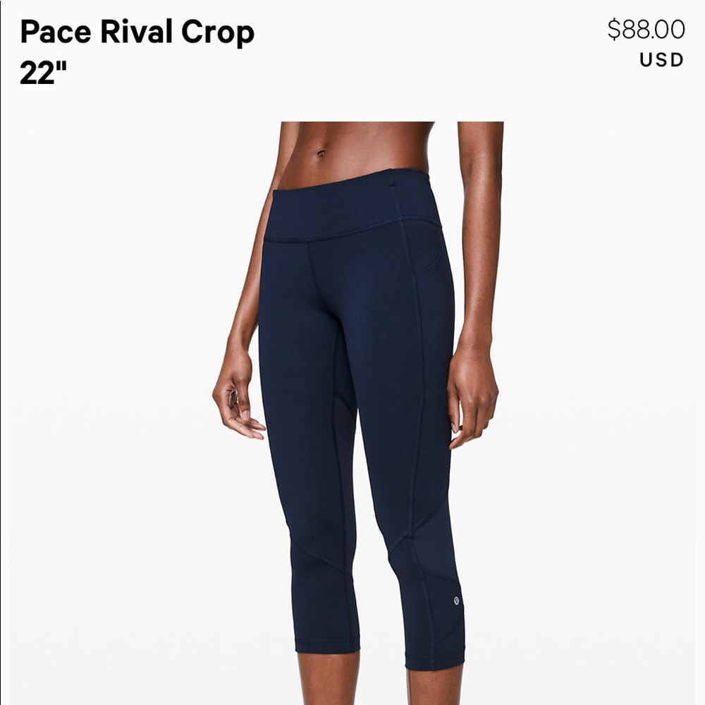 Navy Lululemon pace rival crop